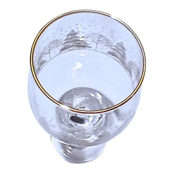 Vintage Libbey Arbys Wine Glass Set of 3 Goblet Christmas Winter Snow Pine Tree - Picture 4 of 5